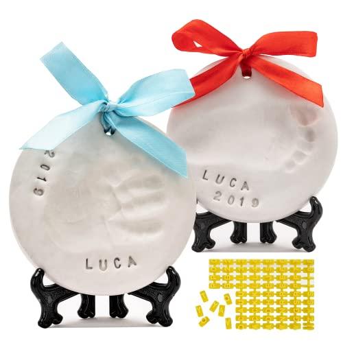 PITI COT Kit Impronta Mani e Piedi Neonati | Idee Regalo per la Nascita, per le Future Mamme, Battesimo Neonato Maschio | Calco Manina e Piedino in Argilla| | Idee Regali Natale Originali [2 Kit]