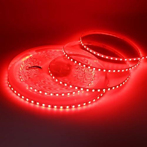 HEGEHE - Striscia LED 24V [5M, Rosso ],CRI85+,SMD2835,120 LEDs/m,design fai da te,adatta per camera da letto,soggiorno,sala giochi,cucina,decorazioni per feste e negozi - senza alimentatore