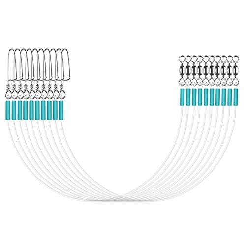 Luroad 20pcs Fluorocarbon Fishing Leaders Line, Pre Tie Saltwater Fishing Leader con Swivels Snaps Crimps per la linea di pesca Lures Ganci dell'esca (blu-20 pezzi, 40 cm - 6,8 kg)