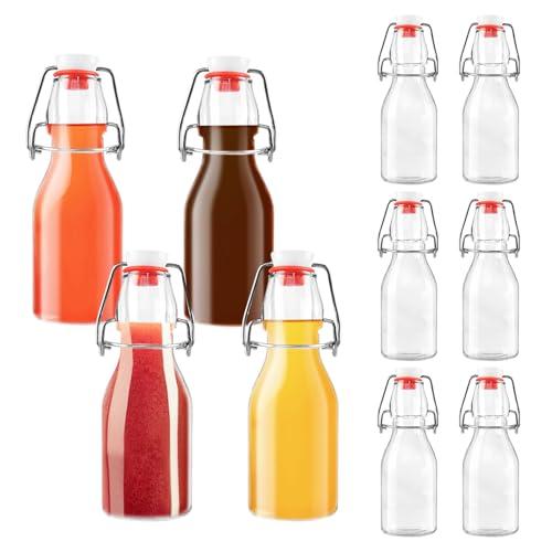 Set da 10 Bottiglie Costolata in Vetro con Tappo Ermetico, Bottigliette di Vetro Piccole, 250ml Bottiglie a Chiusura ermetica, Contenitori in vetro per Bevande Fatte in Casa, Birra, Liquori, Succhi