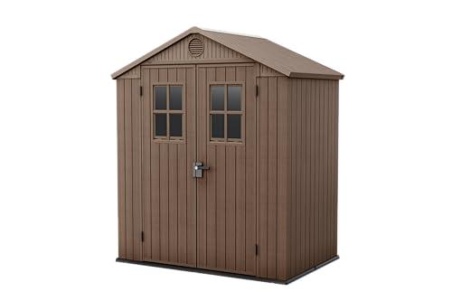 Keter Casetta da Giardino Darwin 6x4, Finitura Effetto Legno, Colore Marrone, 2,2 m², 190x122x221H cm