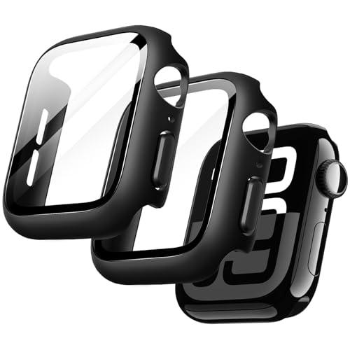 JETech Cover con Pellicola Protettiva per Apple Watch Series 11/10 46mm, Custodia Protettiva Complessiva, Integrato Vetro Temperato Film Alta Sensibilità, 2 Pezzi (Nero)