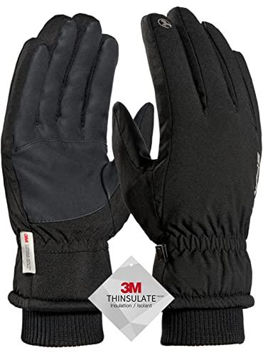Guanti Touch Screen Invernali, Adatto per Sci Alpinismo Snowboard Scooter Motocross, Guanti Moto Riscaldati Impermeabili, Donna Uomo - Nero M