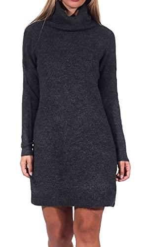 Only Onljana L/S Cowlnck Dress Wool Knt Noos Vestito, Grigio (Dark Grey Melange Dark Grey Melange), L Donna