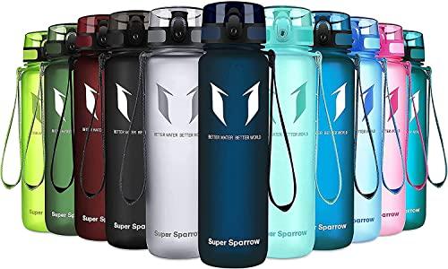 Super Sparrow Borraccia Sportiva & Bottiglia Bambini Senza Perdite - 1L Bottiglia Acqua Plastica Riutilizzabile - Senza BPA