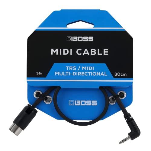 BOSS BMIDI-1-35 – 30 cm / 1ft – Cavo MIDI salvaspazio da TRS da 3,5 mm a MIDI a 5-Pin Multidirezionale – offre una connettività di qualità per i pedali BOSS