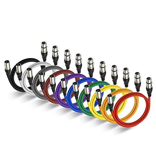 NUOSIYA Cavo XLR Bilanciato 1M - 10 Colori, Professionale Microfono XLR Maschio a Femmina a 3 Pin per Registratore da Studio, Microfono, Sistema di Altoparlanti