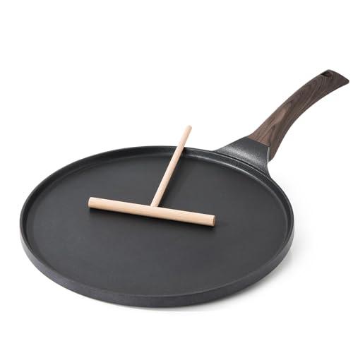 SENSARTE Padelle per Crepe 30cm Con Rivestimento Antiaderente In Granito, Crepiera con Distributore di Impasti, Per Ogni Piano Cottura Incluso l'Induzione