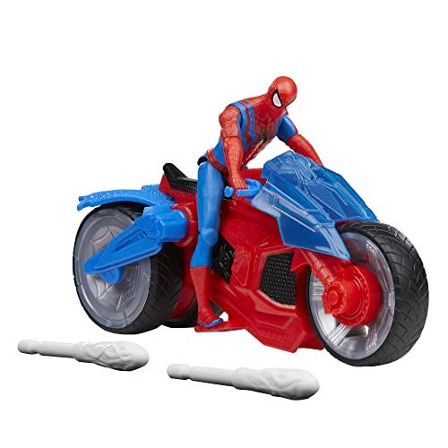 Spider-Man Hasbro Marvel, Motocicletta Spara-Ragnatele, set con action figure da 10 cm e 2 colpi di ragnatela