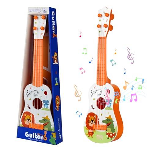 JurciCat 42cm Chitarra per Bambini Con 4 Corde Regolabili Ukulele Giocattolo per Principianti Ragazzi Ragazze (Il Leone)