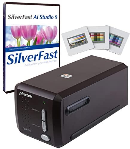 Plustek OpticFilm 8300i Ai Film Scanner – Converte 35 mm Film & Slide in Digital, Bundle SilverFast Ai Studio 9 + QuickScan Plus, include obiettivo di calibrazione IT8 avanzato (3 diapositive)