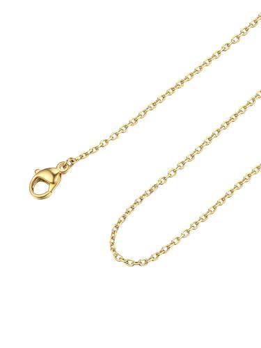 FOCALOOK Collana Donna Oro Catena 1,4 mm Catena Sottile in Acciaio Inossidabile per Catenina Pendente Collana Donna Ragazza Oro Catenina Sottile Larghezza 46cm+5cm Regalo Compleanno