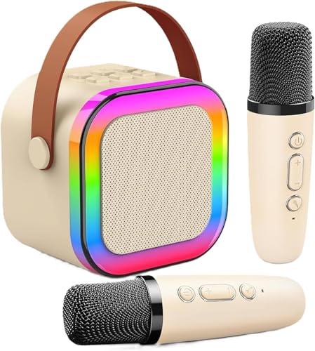 Karaoke con 2 microfoni senza fili. Karaoke portatile con altoparlante Bluetooth, luci LED e batteria ricaricabile. Giocattolo e regalo per bambini e adulti. Mini karaoke per bambini