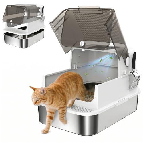 PawHut Lettiera per Gatti Chiusa XXL 20 kg Apribile 90° 70x50x46.5cm Bianco