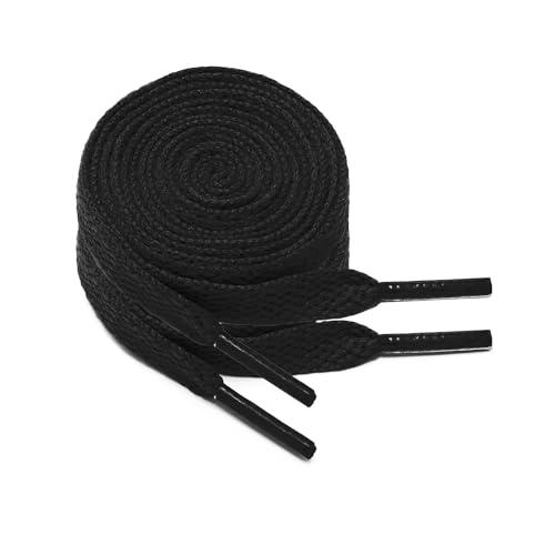 GOODSALEOK 2 Paia Di Lacci Scarpe Da 8mm Per Sneakers Stringhe Scarpe Piatti Ideato Per Le Scarpe Casual Per Bambini E Adulti Nero-120CM