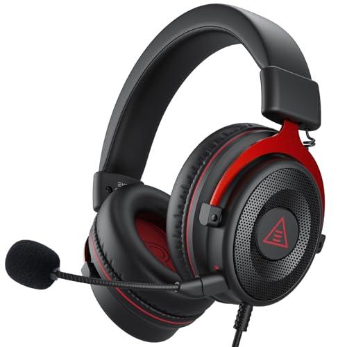 EKSA Cuffie Gaming, Cuffie da Gaming Filo Stereo con Microfono, Jack da 3,5 mm, Driver Dinamici da 50 mm Cuscinetti Isolanti, Controlli in Linea, per PC PS4 PS5 Nintendo Switch Xbox One Laptop Tablet