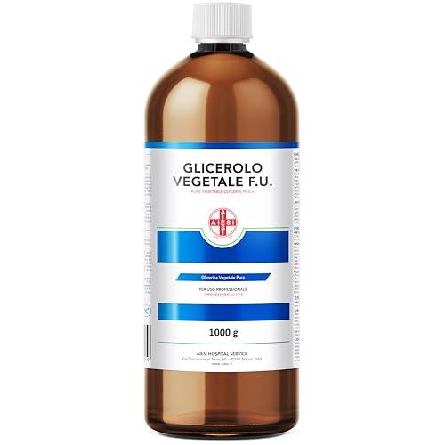 AIESI® Glicerina Vegetale F.U. pura flacone da 1 kg, Glicerolo puro liquido, Per uso farmaceutico, alimentare, cosmetico e dermatologico, Made in Italy