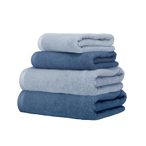 Ruggeri - Set Asciugamani 2 + 2 | Viso + Ospite | 100% Cotone Extra Morbido 500 gr - Let's Color! (Azzurro e Blu)