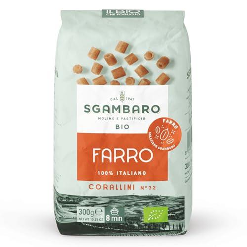 Sgambaro Pasta di Farro Selezione Bio Corallini Rigati N.32 - 300g Pasta Farro 100% Italiana - a Basso Contenuto di Grassi, Fonte di Fibre, Proteine e Zinco - Ideale per Diete Sane e Naturali