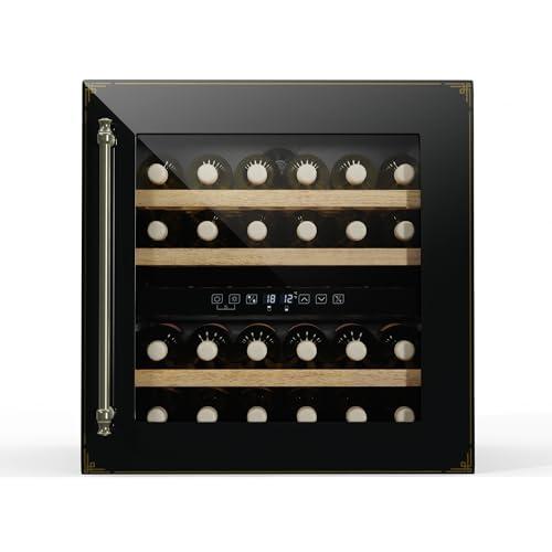 Klarstein Vinsider Victoria 36 - Cantinetta per Vini, 36 Bottiglie, Doppia Temperatura 5-22°C, Touch Control, LED, Silenziosa: 41 dB, Protezione UV, Da Incasso, Nero