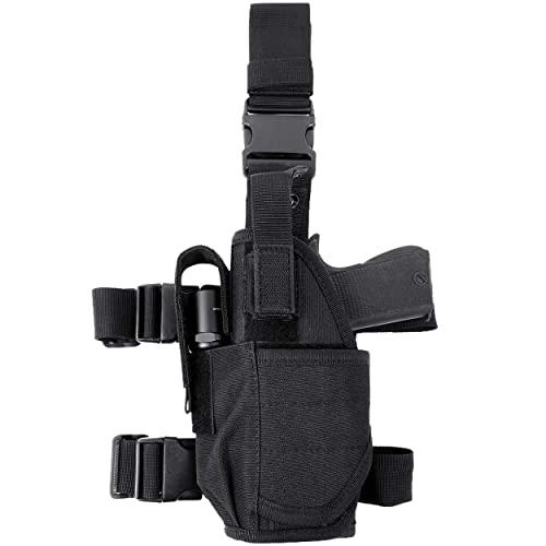 Goldmiky Fondina Gamba Pistola, Fondina Pistola Gamba Tattica per Coscia Tattica Airsoft Combattimento Regolabile Appeso destra per Glock 17 19 22 23 31 32 (Mano Sinistra Nera)