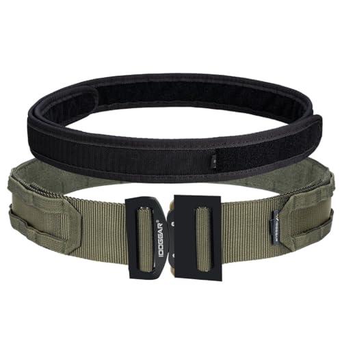 IDOGEAR Cintura tattica militare da uomo, con sistema MOLLE, resistente, con fibbia in metallo, interno 4,4 cm e esterno da 5,1 cm, Ranger Verde-rg, Large(38
