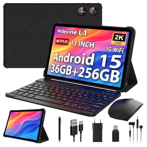 PIXGOOD 2025 2K Tablet 11 Pollici con Android 15, 36GB+256GB, INCLL 2000 * 1200, Octa Core, 13MP+8MP, WidevineL1/9000mAh/5G WiFi/BT5.0/OTG/GPS- Tablet in offerta con tastiera (Nero)