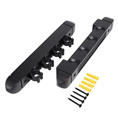 Sudemota 4 Fori Un Parete nel Legno Duro Stecca da Biliardo Stecca da Biliardo Rack 6 Clip Supporto da Biliardo Accessori Staffa