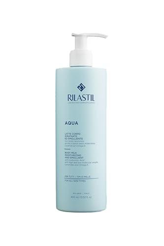 Rilastil Aqua Latte Corpo, Emulsione Fresca, Leggera, Idratante ed Emolliente con Acido Ialuronico, Confezione da 400 ml