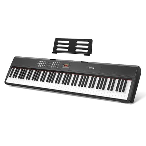 Rosen P51 tastiera pesata full size 88 tasti per principianti pianoforte digitale, pianoforte elettrico portatile con pedale di sostegno e alimentazione elettrica, nero