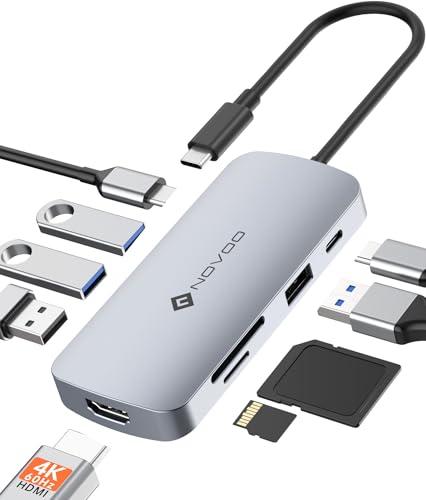 NOVOO Hub USB C 9 in 1 Adattatore USB C USB con 4K@60Hz HDMI, 100W PD, 5 porte USB, SD/TF, USB C HUB Compatibile con iPhone 16 Pro Max/MacBook Pro Air M2 M1/HP/Dell/Surface Pro/Steam Deck