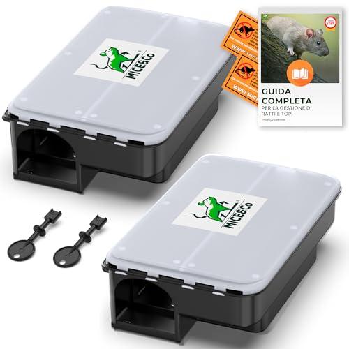Mice&Co 2 Trappole per Ratti e Topi Professionale - Scatola per Esche | Stazione di Esca per Roditori, Scatole Trappola Porta Esche Box per Esche Topicida