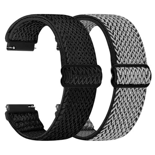 TumCez Regolabile Elastico Sgancio Rapido Cinturino Orologio in Nylon,18mm 19mm 20mm 22mm Cinturino per Samsung/Garmin/Fossil/Amazfit/Huawei Orologio per Uomo Donna
