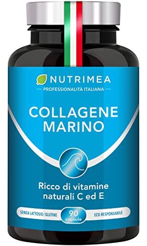 Collagene Marino Idrolizzato Puro | 900 mg | Con Vitamine A, C ed E | Pelle e Articolazioni | 90 Capsule | Nutrimea