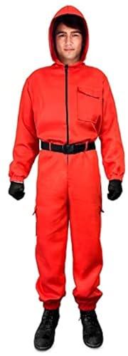 Tuta rossa con cappuccio per bambini adulti cintura (taglie adulti e bambini dai 5 anni ai 15 anni e S a L) - Costume Cosplay Series