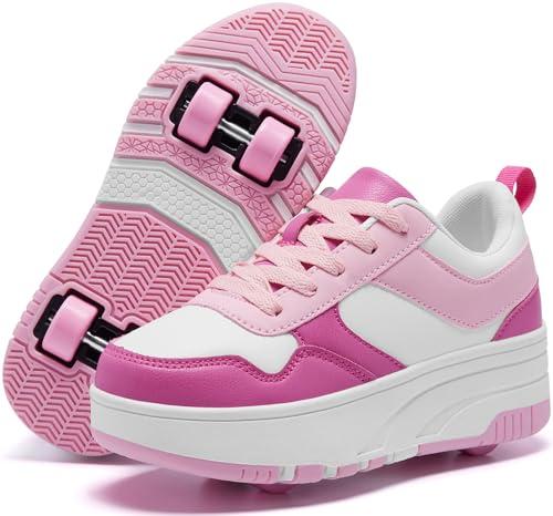 ANEFUN Bambini Ragazzi Scarpe con Ruote Pattini Bambini Pattini Scarpe con 4 Ruote Rimovibili, Comode Scarpe Sportive All'aperto per Bambini