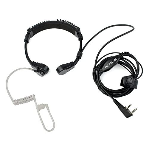 Retevis Walkie Talkie Microfono per Gola, 2 pin Microfono per Gola Retrattile Auricolare Compatibile RT24 RT27 RT622 RT617 Baofeng UV5R Kenwood Auricolare con Tubo Acustico Nascosto (1 PZ)