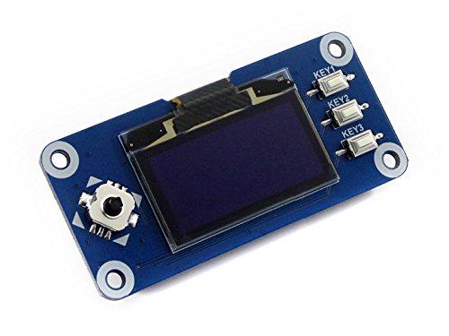 1.3 inch OLED Display Hat for Raspberry Pi 5/4/3/Zero, 128x64 Blue Screen Module, SPI/I2C Interface, SH1106 Driver with Joystick & Buttons, for Jetson Nano