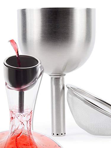 Imbuto Piccolo con Filtro in Acciaio Inox 3in1 - Decanter per Vino, Aeratore per Caraffa i Bicchieri, Versatore - Migliora il Vino & Ripulisce i Residui
