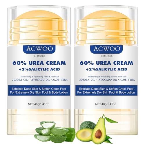ACWOO Crema Piedi Urea 60%, 2PCS 40g Crema Talloni Screpolati, Crema per Piedi e Mani e Screpolati Rimozione e Ammorbidimento Dei Calli，Crema Idratante per Perpelli Screpolate, Spaccate e con Ragadi