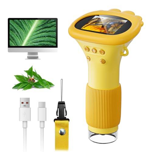 Microscopio per Bambini, SGAINUL Microscopio Digitale da 2.0‘’ Microscopio Elettronico Portatile 1000X con 8 luci LED Regolabili, Adatto come regalo di Natale, Compleanno o Capodannodai 3 agli 8 anni