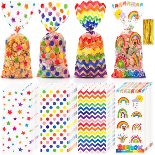 Coicok 100 Pezzi Sacchetti Compleanno Bambini, Sacchetti Trasparenti per Caramelle Biscotto, Sacchetti Regalo Bustine Cellophane per Caramelle Regali di Compleanno, Regali fai da te, Feste, Natale