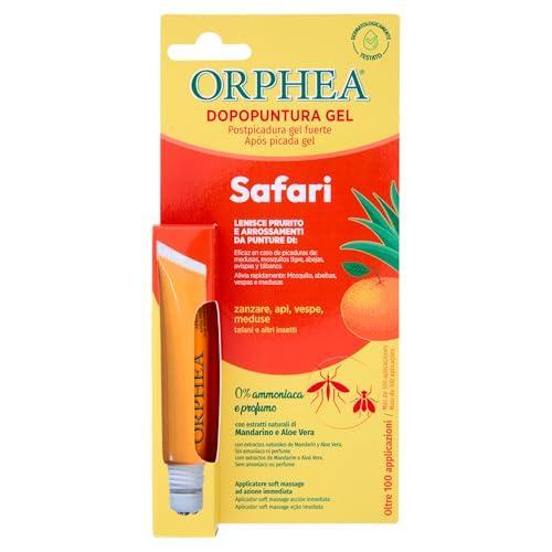 Orphea, Gel Dopopuntura, Safari Formula, con Applicatore di Roll on, Azione Immediata Contro Punture Di Zanzare, Vespe e meduse, Senza Ammoniaca e Alcohol, Con Estratti Naturali, 10ml