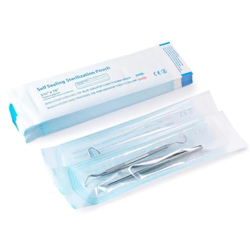 WUSJCOF 100 Sacchetti per Sterilizzazione Autoclave, Sacchetti Autoadesivi per Disinfezione, Sacchetti Sterilizzazione Manicure, Utilizzati per Strumenti Dentali e Nail Art, 70x230MM