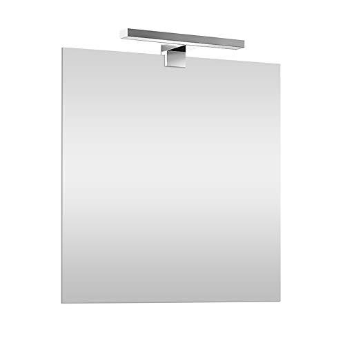 Inbagno Specchio con Lampada LED Reversibile, Completa di Luce LED cromata da 30 cm a Risparmio energetico (Luce Naturale, 60x80 Reversibile)