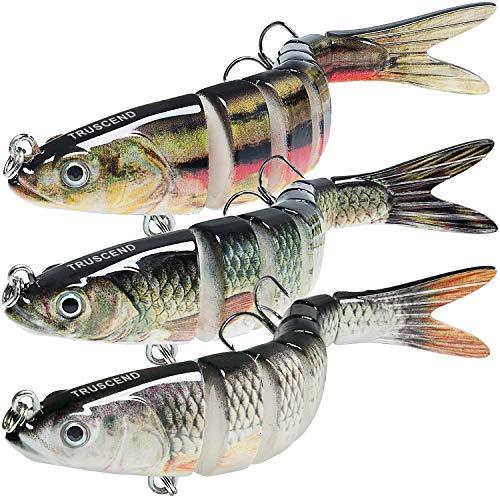 TRUSCEND Esche da Pesca ad Affondamento lento con giunti Multipli, Esche da Pesca Realistiche per Spigole, Lucci, Crappie, Pesci Gatto, Kit di Artificiali in Acqua dolce o Salata