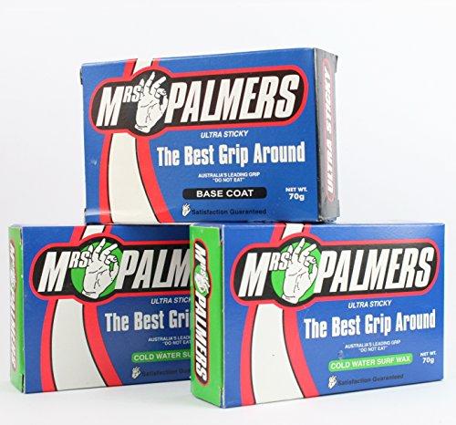 Mrs Palmers 1 x base coat e Top coat 2 x Cold Water surfboard Wax
