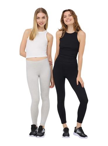 TERRANOVA Leggings Sportivi Donna Lunghi Vita Alta, Comodi e Versatili Colore 1x Nero, 1x Grigio Taglia S