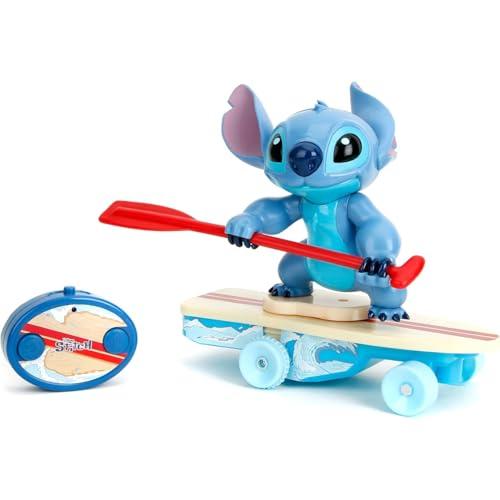 Jada - Disney Radio-Comandata Stitch Surfer - Personaggio Gira a 360° - Si Solleva da Solo - con Licenza Ufficiale - A partire da 3 anni
