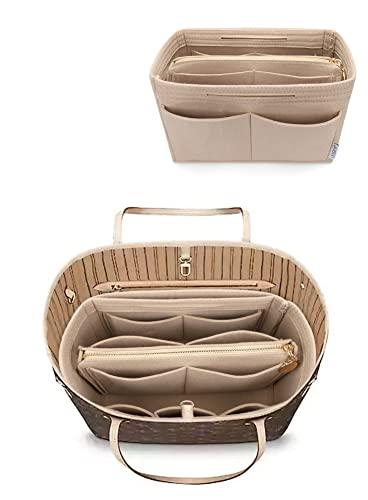 LEXSION Inserto organizer per borsa in feltro con cerniera, borsa tote Shaper Fit Speedy Neverful PM MM, 1-beige, XL